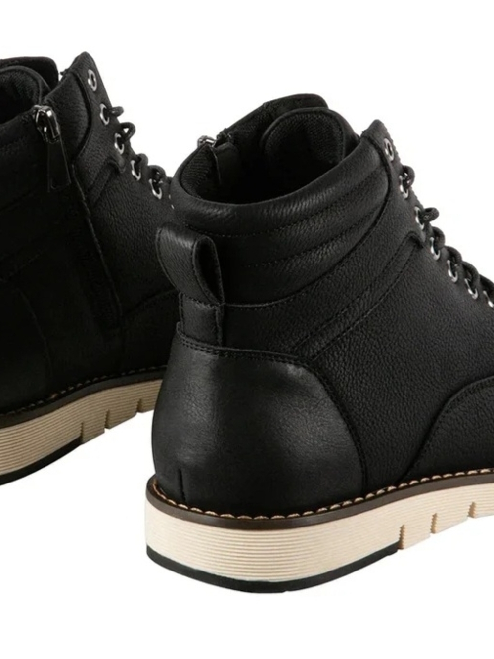 Steve Madden Black Lace-Up Ankle Boots with Cream Sole